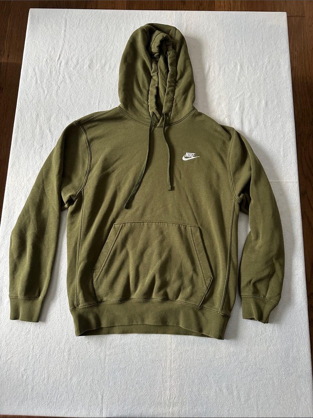Nike Olive Green Pullover Hoodie with White Logo